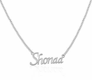 MEENAZ Valentine Shonaa name Letter Necklace Chain For Girls Women friends Girlfriend Sterling Silver, Silver Zircon, Diamond, Cubic Zirconia, Crystal Metal, Alloy, Copper, Brass, Stainless Steel, Steel Pendant
