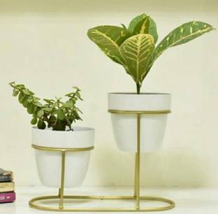 BINDAL TRADERS 2 Tier Tuscan Style Small Flower Planter II Display Plant Stand with Pot Plant Container Set