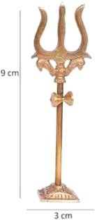 NAVYAKSH Shiv Trl Trident Damru With Stand Brass Statue For Car Dashboard Decorative Show Decorative Showpiece  -  9 cm
