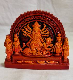 Hearts and Crafts Terracotta Ma Durga Idol Decorative Showpiece  -  9 cm