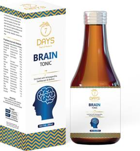 7 Days Ayurvedic Brain Tonic Syrup With Ashwagandha, Sankhpuspi & Brahmi - Perfect for Men & Women - 200 ml