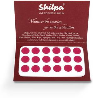 Shilpa Vive Sticker Kumkum Bindi (3, Deep Red) (Box Contains 15 Packs) Forehead Maroon Bindis