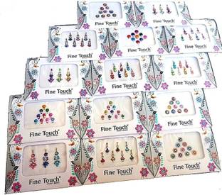 QUBIX Women Best Bindi Combo Pack 14 Flaps stone Bindi Color Woman Multicolor Bindis Daily wear bindi Multicolor Bindis