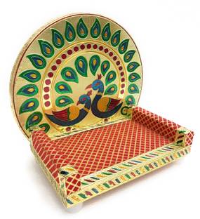 NAVRANG Laddu Gopal Sinhasan Krishna Ganesh Ji Thakorji Bal Gopal Sinasan For Pooja No.5 Wooden All Purpose Chowki
