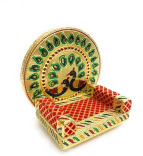 NAVRANG Laddu Gopal Sinhasan Krishna Ganesh Ji Thakorji Bal Gopal Sinasan For Puja No.2 Wooden All Purpose Chowki