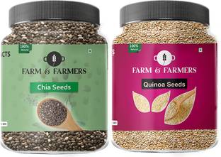 Farm & Farmers Raw Quinoa and Chia Seeds Combo- 75GM Each | Combo Pack of Seeds for Weight Loss Chia Seeds, Quinoa Seeds