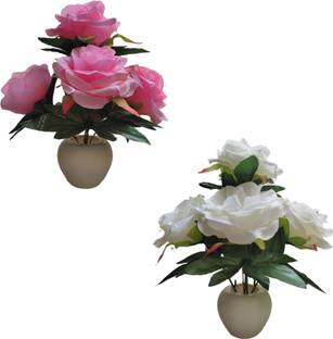 abhay flowers and fashion baby pink and white rose Paper Flower Basket