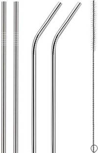Alcraft sells (Pack of 5) Reusable Stainless Steel Straw with Cleaning Brush-Metal Straws Drinking Juice Glass Set Water/Juice Glass