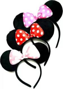 beautyitem Mickey Mouse Hairband for Girls & Women, Minnie Mouse Ears Headband (Pack of 3) Hair Band