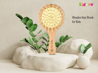 Kidora Wooden Bamboo Bristle Paddle Hair Brush for Kids, Massage Scalp & Hair Growth
