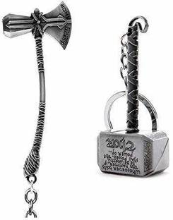 Anexa Combo Marvel Avengers Infinity War Thor & Mjolnir- Hammer Stormbreaker Key Chain