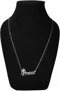 MEENAZ Princess Name Letter Locket Chain Necklace For girls girlfriend women Brass, Copper, Sterling Silver Steel, Stainless Steel, Metal, Alloy Pendant