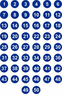 greencom 3.81 cm 1 to 50 Number Stickers 1.5 Inch Small Self-Adhesive Number Labels Self Adhesive Sticker