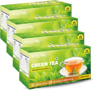 NutroVally Green Tea for weight loss & Build Immunity | Premium green tea leaves Lemon Green Tea Bags Box