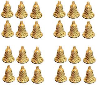 AARSHI CREATION Antique Embossed Plastic Jingle Bells 2.5inch Decoration for Home Pack of 24 Ornamental Bells Pack of 24