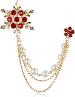 Panjatan Eye Catching Maroon Stone Studded Snow Flake Brooch