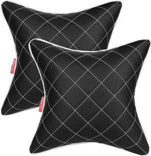 AUTOFIT Black, Silver Leather Car Pillow Cushion for Universal For Car