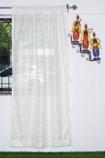 Parda Online 213 cm (7 ft) Door Cotton Transparent Curtain Single Curtain