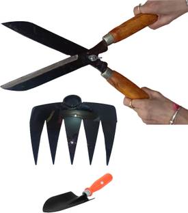 GREEN TOUCH Pack of 3 Home Gardening tools, Grass Cutter,Teeth Rack,Throwel ,Lawn Cutter Garden Tool Kit
