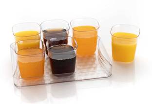 HAPPI (Pack of 6) Unbreakable Water & Juice Drinking Glass Set with Serving Tray (1) Sharbat Plate Glass Set Water/Juice Glass