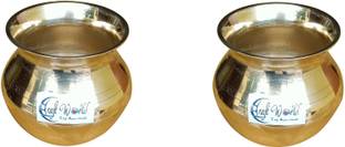 Craft World Brass Pooja Lota /Dhala Pure Brass Paragi Lota Kalash (H-2.5 Inch Gold)Pck-2 Brass Kalash
