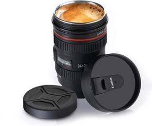 iCart Camera Lens Shaped Stainless Steel Coffee Flask with Lid (Black) Stainless Steel Coffee Mug