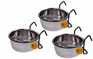Sage Square Rustproof Stainless Steel Food, Water Feeder/Bowl/Holder clamp/Birds(Set of 3) Stainless Steel Pet Bowl