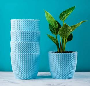 SNSHOPEE Beautiful & Premium Look Blue Vase Planter Gamla for Table Top and Small Plants Plant Container Set