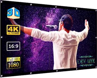 Dev Lite Premium 82 Inch- 6Ft x 3.4Ft (Anti-Creased) (Foldable) (Anti-Light) 16:9 4K Eyelet HG Projector Screen (Width 182.88 cm x 104.14 cm Height)