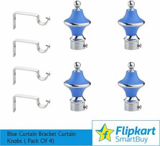 Flipkart SmartBuy Blue, Silver Rod Rail Bracket, Curtain Hooks, Curtain Knobs Metal