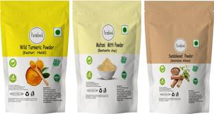 Farmhook Organic Wild Kasturi Turmeric, Multani Mitti Powder, Sandalwood Powder for Face