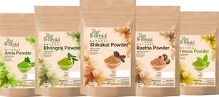 BE HERBAL 100% Natural Amla+Bhringraj+Shikakai+Reetha+Heena Powder & Hair Care (100g Each)