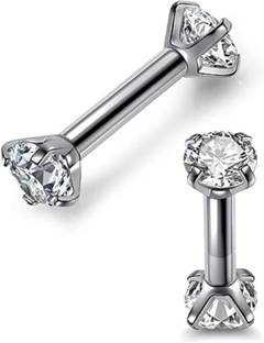 GadgetsDen Mini Cute Tragus Helix Cartilage Ear Lobe Nose Piercing Straight Bar 16G Cubic Zirconia Metal Stud Earring