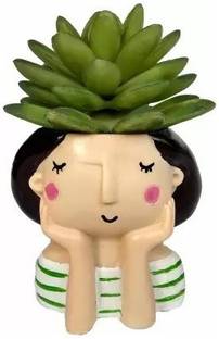 vyome Thinking Girl Shaped Small Mini Cute Porcelain Flower Basket