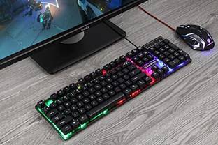Enter KG Computer Pro Gaming Mouse and Keyboard Combo with 6 Button Mouse Wired USB Standard Gaming Keyboard Compatible with Desktop, Laptop, Mac Easy to Use,Plug and Play,Quick, Comfy Durable body
