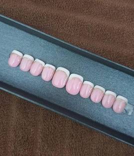AMOK STORE press on nail art kit, artificial nail tip, fake nail with glue, false nail pink