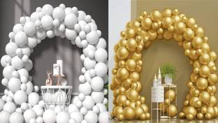 FAB NATION Solid White&Golden_100 Balloon