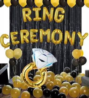 Prihit Ring ceremony decoration Letter banner,2 Curtain,1pc Foil Ring with 40p Balloons