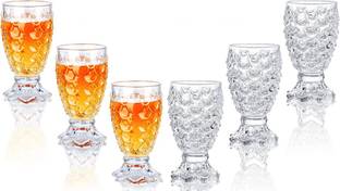 ATLOYAL (Pack of 6) presenting shiny clear crystal water, juice, whisky, beer glass (pine_04) Glass Set Water/Juice Glass