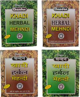 Goofin's CHANDAN KHADI HERBAL BROWN AND BLACK MEHNDI PACK OF 4 , brown and black