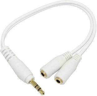 TAAPSEE White 3.5 mm Jack 1 Male to 2 Female Stereo Headphone Earphone Jack Y Splitter Phone Converter