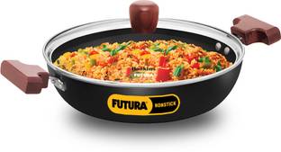 Hawkins Shallow,Deep-Fry Pan with Glass Lid (INSK25G) Kadhai 26 cm diameter with Lid 2.5 L capacity