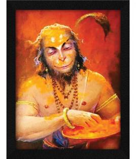 Jitesh Arts Lord Pavan Putra Hanuman Ji Religious Smiling FaCE 9987 Digital Reprint 13.5 inch x 10.5 inch Painting