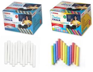 KORES Dustless Multicolor Chalk (COLOR - 50 pcs + WHITE - 50 pcs) Board Chalk