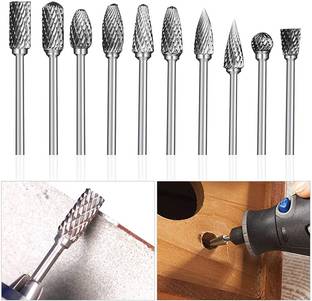 metrotools Carbide Rotary Files Set,10pcs Rotary Accessories 1/8" Shank Helix Cut for Wood Metal Stone's Carving, Engraving, Drilling Compatible with Dremel Tools