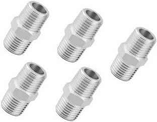 Spazio Premium Quality Stainless Steel Hex Nipple 1 INCH, Pack of 5 (Screw On) Faucet Nozzle