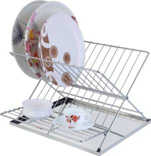 Aatamiy Dish Drainer Kitchen Rack Steel Folding X Shape Dish Drying Rack for Counter Top Over The Sink Utensil Rack