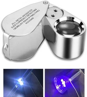 metrotools 40X Metal Illuminated Loop Magnifier LED Lighted Jewelers Eye Loupe 40X25 Illuminated Jewelry Loop Magnifier