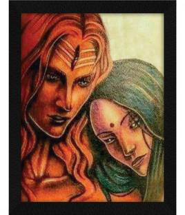 Jitesh Arts Lord Shiva Shakti Spiritual Religious Powerful Energy Meditation Love Eternal Digital Reprint 13.5 inch x 10.5 inch Painting