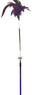 Rvpaws Cat Teaser Wand Cat Worm Feather Toys with Loud Bell Squiggly Long Wand Iron Stick For Cat